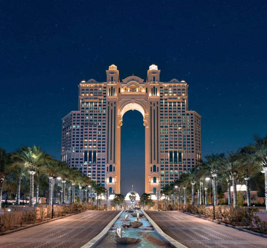 Rixos Marina Abu Dhabi exterior at night