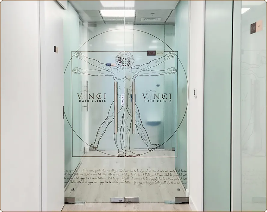 Vinci Hair Clinic Dubai glass entry door
